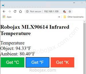 MLX90614 screen shot on WiFi
