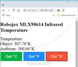 MLX90614 screen shot on WiFi