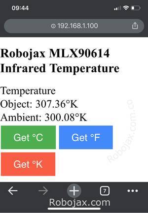 MLX90614 screen shot on WiFi