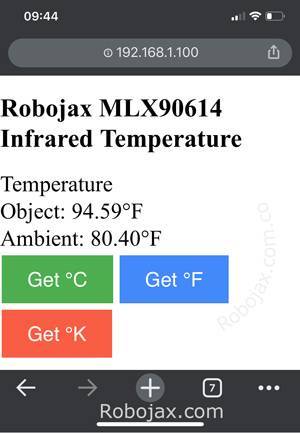 MLX90614 screen shot on WiFi