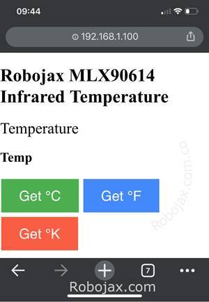 MLX90614 screen shot on WiFi
