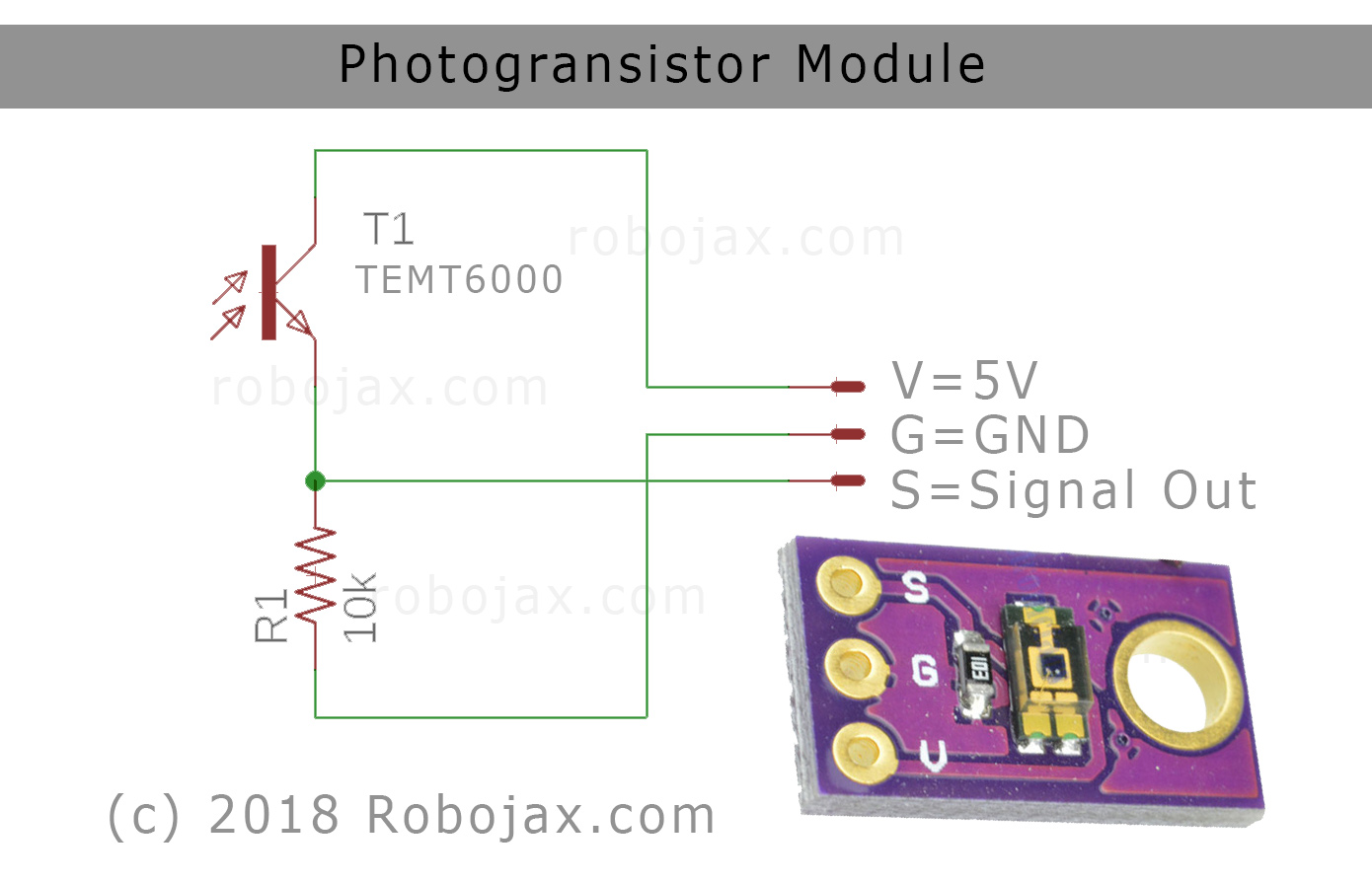 Schematic diagram for TEMT6000 Module