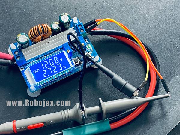 ZK-SJVA-4X Buck-Boost Converter: Oscilloscope Connected for Ripple measurement
