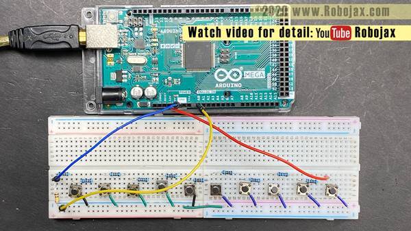 Multiple push button to on pin : Using Arduino MEGA